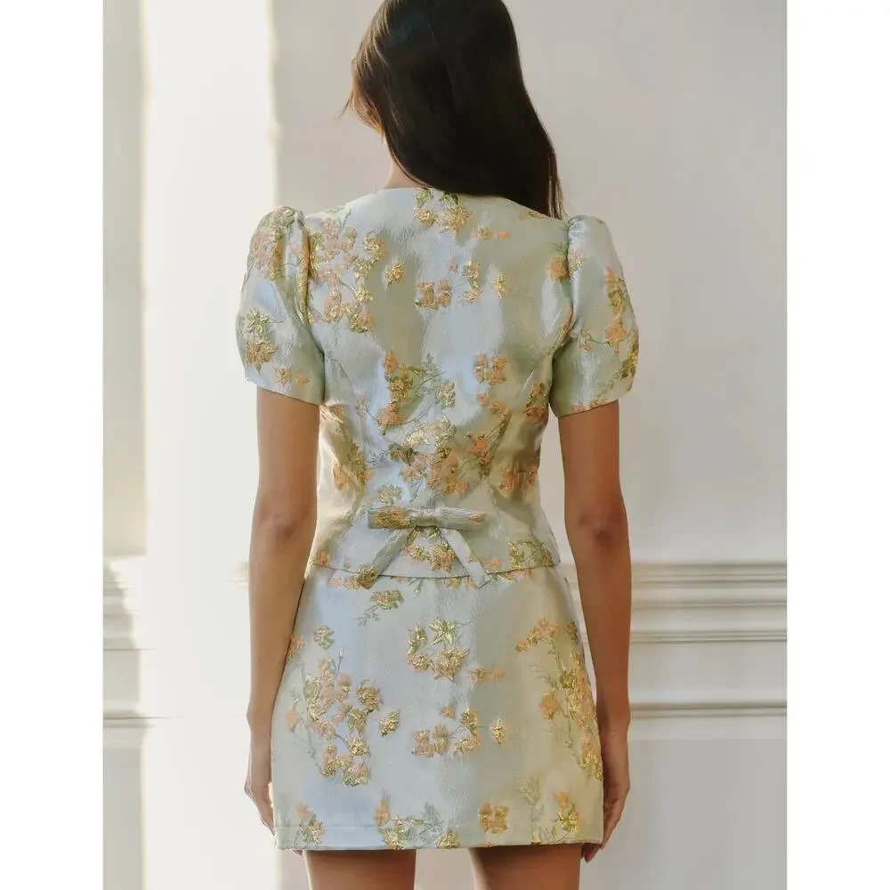 New few Moda Kourt Aurea skirt set floral brocade sz 2
